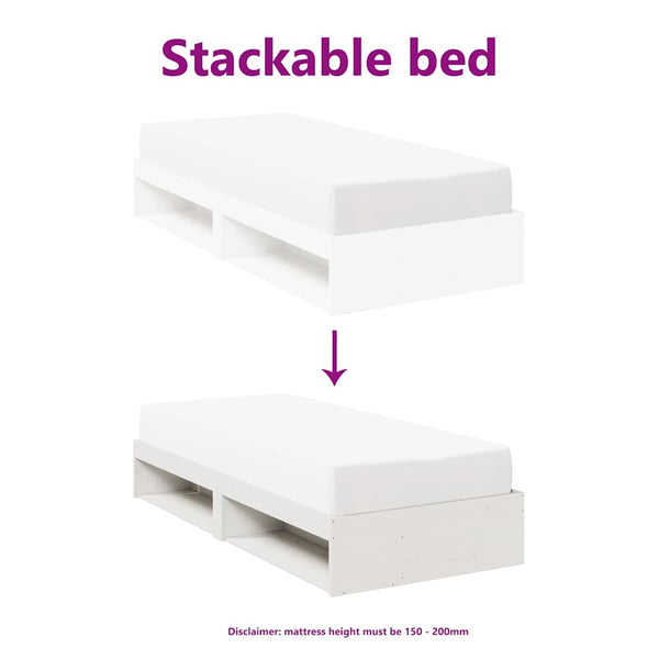 vidaXL Day Bed Frame, No Mattress, White 80x200 cm Solid Pine Wood