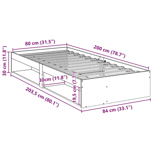 vidaXL Day Bed Frame, No Mattress, White 80x200 cm Solid Pine Wood
