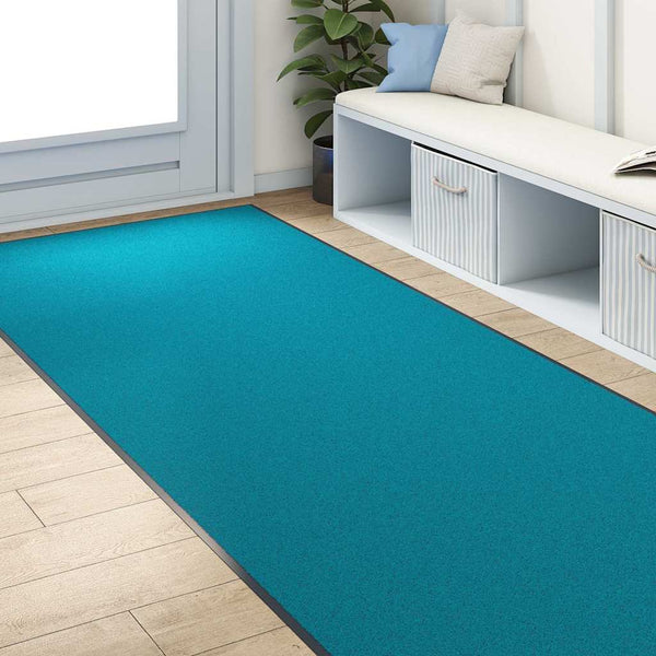 vidaXL Doormat Cyan and Black 120 x 300 cm 100% Polyamide
