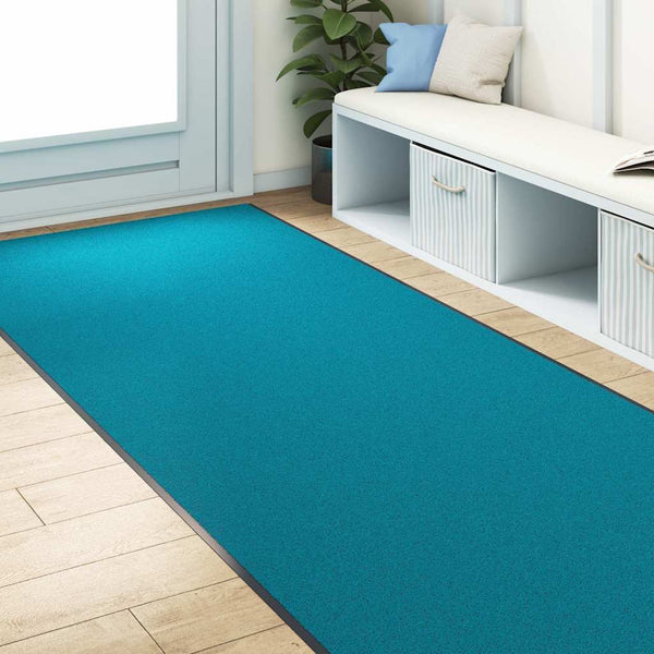 vidaXL Doormat Cyan and Black 120 x 350 cm 100% Polyamide