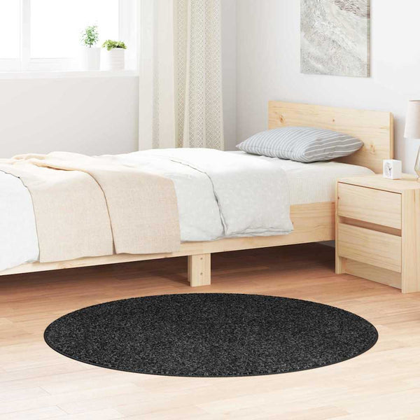 Dunkelgrauer Shaggy Teppich 120x120cm