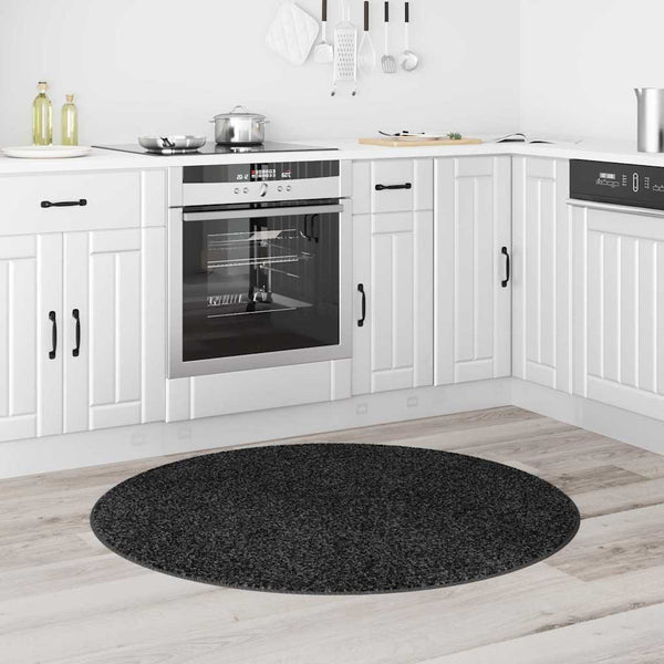 Dunkelgrauer Shaggy Teppich 120x120cm