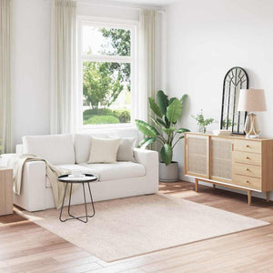 Creme Shaggy Teppich 200x200 cm