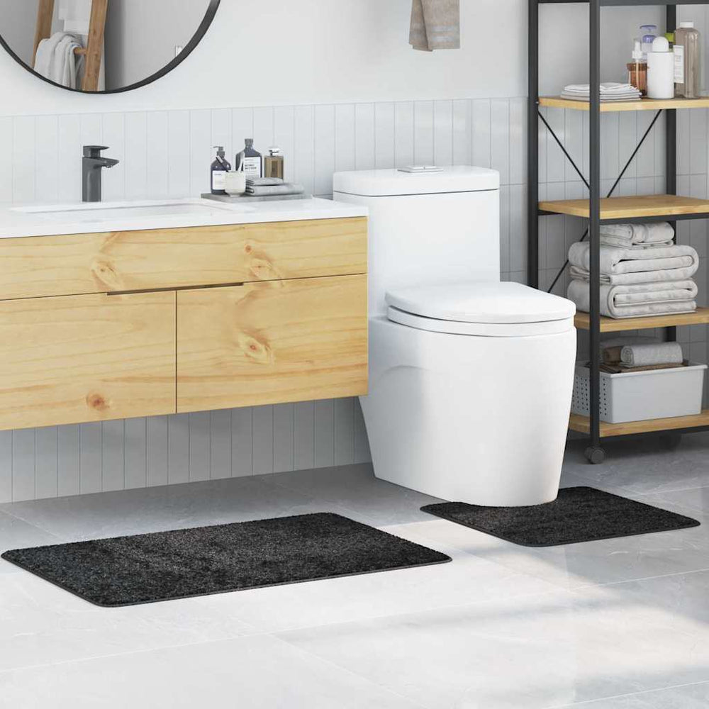 vidaXL Anti-Slip Bath Mat Set 2 pcs Dark Grey PP
