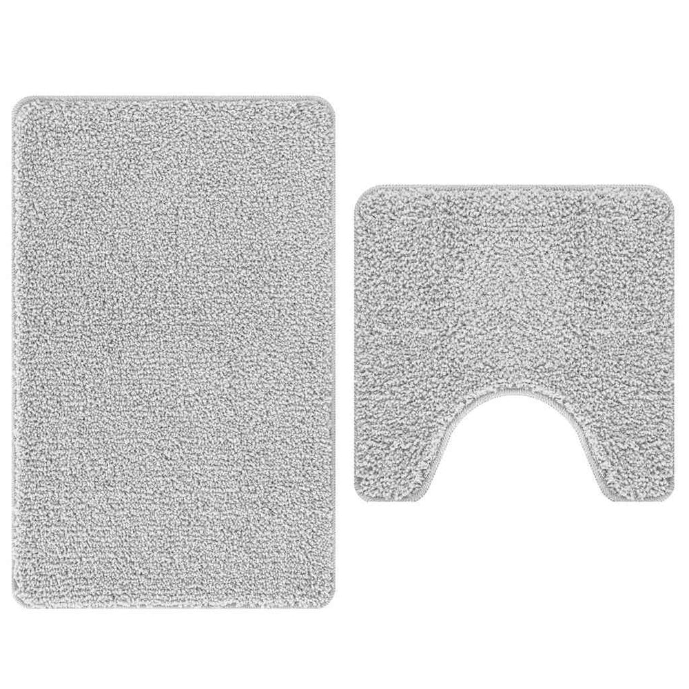 vidaXL Non-Slip Bath Mat Set 2 pcs Grey PP