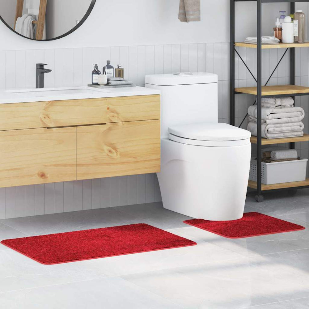 vidaXL Anti-Slip Bath Mat Set 2 pcs Red PP