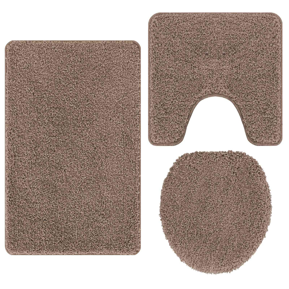 vidaXL Anti-Slip Bath Mat Set 3 pcs Brown PP