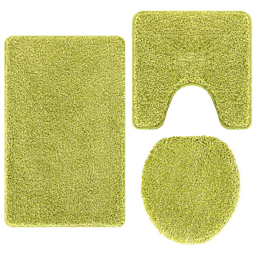 vidaXL 3-Piece Anti-Slip Bath Mat Set Green PP