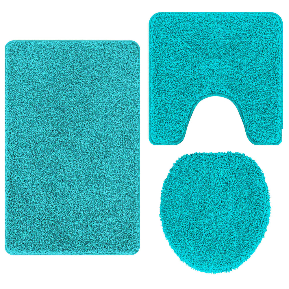 vidaXL Anti-Slip Bath Mat Set 3 pcs Turquoise PP