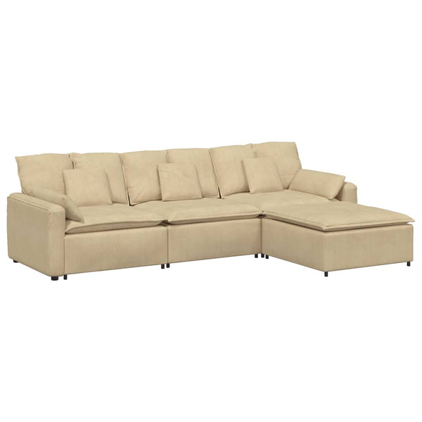 vidaXL Modular Sofa with Footstool and Cushions Grey-Green