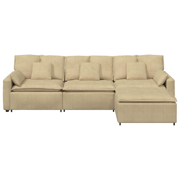 vidaXL Modular Sofa with Footstool and Cushions Grey-Green