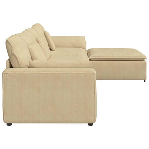 vidaXL Modular Sofa with Footstool and Cushions Grey-Green