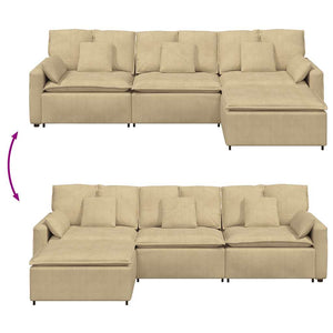 vidaXL Modular Sofa with Footstool and Cushions Grey-Green