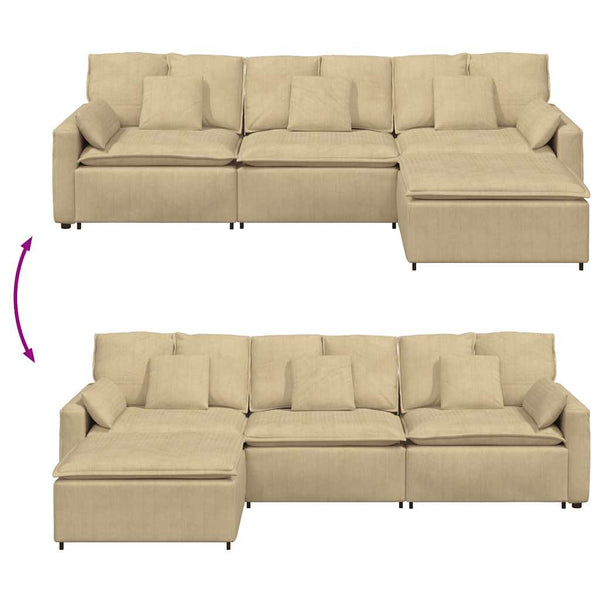 vidaXL Modular Sofa with Footstool and Cushions Grey-Green