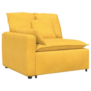 vidaXL Modular Sofa with Footrest and Cushions Light Yellow