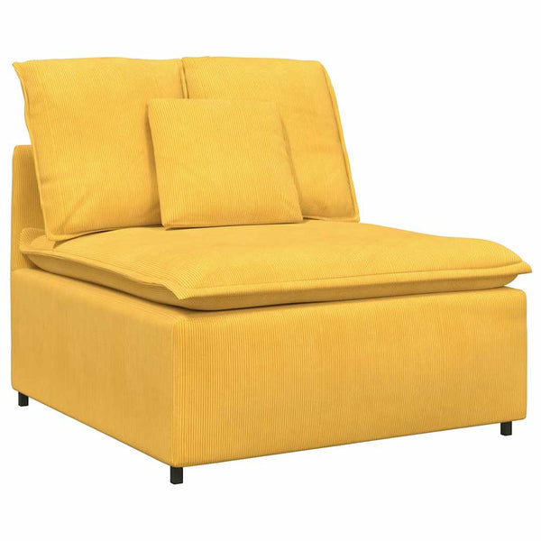 vidaXL Modular Sofa with Footrest and Cushions Light Yellow
