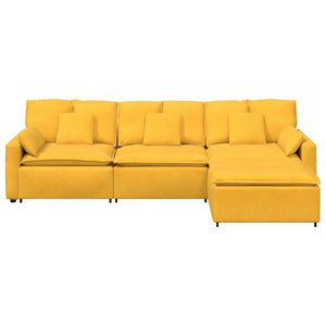 vidaXL Modular Sofa with Footrest and Cushions Light Yellow