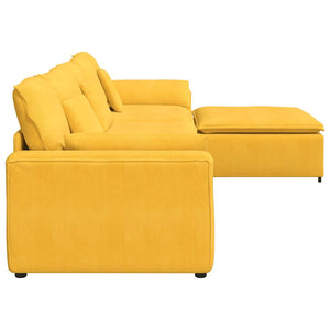 vidaXL Modular Sofa with Footrest and Cushions Light Yellow