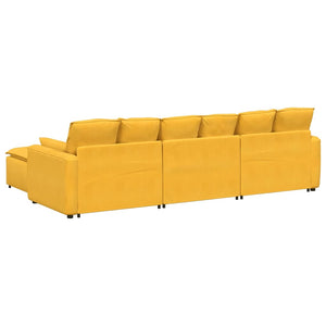 vidaXL Modular Sofa with Footrest and Cushions Light Yellow