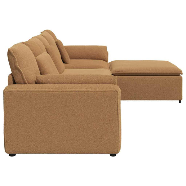 vidaXL Modular Sofa with Footstool and Cushions Beige