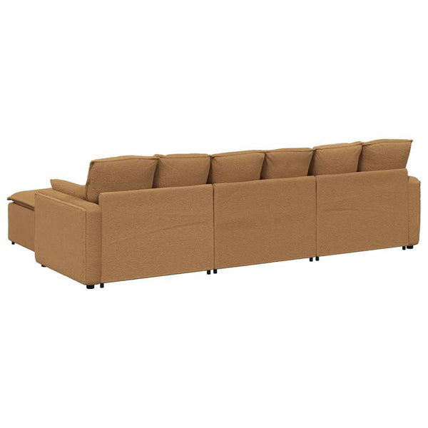 vidaXL Modular Sofa with Footstool and Cushions Beige