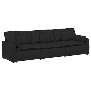 vidaXL Modular Sofa with Cushions Black