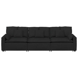 vidaXL Modular Sofa with Cushions Black
