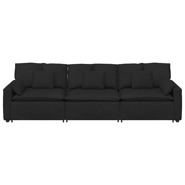 vidaXL Modular Sofa with Cushions Black