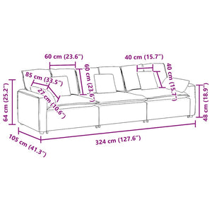 vidaXL Modular Sofa with Cushions Black