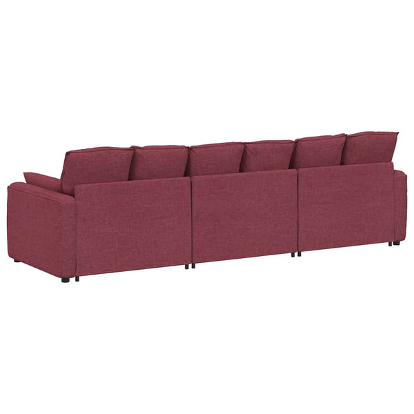 vidaXL Modular Sofa with Cushions Wine Red