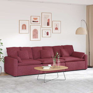 vidaXL Modular Sofa with Cushions Wine Red