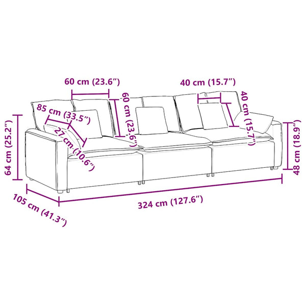 vidaXL Modular Sofa with Cushions Cream