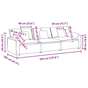 vidaXL Modular Sofa with Cushions Blue