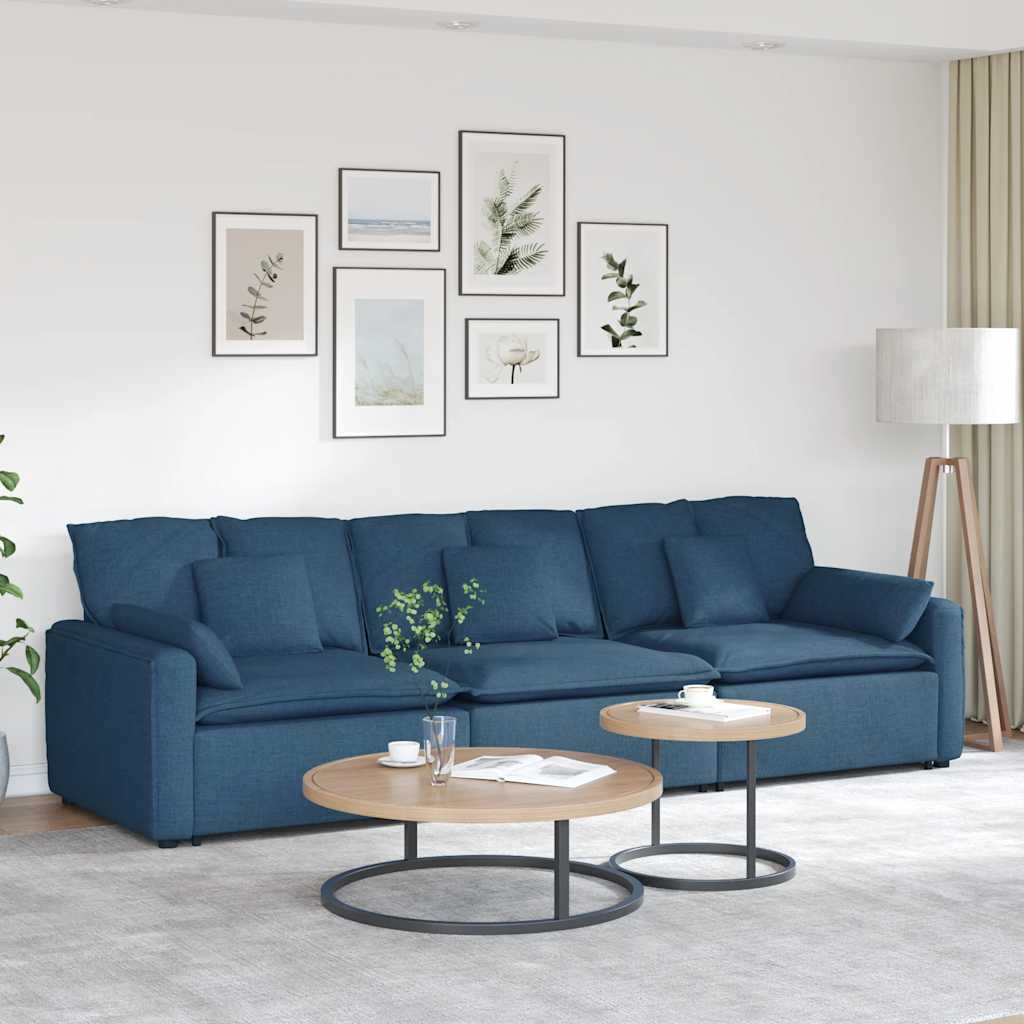 vidaXL Modular Sofa with Cushions Blue