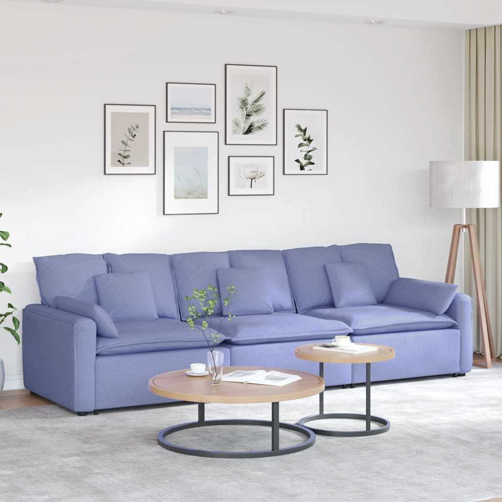 vidaXL Modular Sofa with Cushions Denim Blue