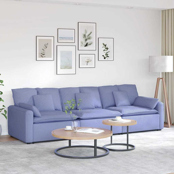 vidaXL Modular Sofa with Cushions Denim Blue
