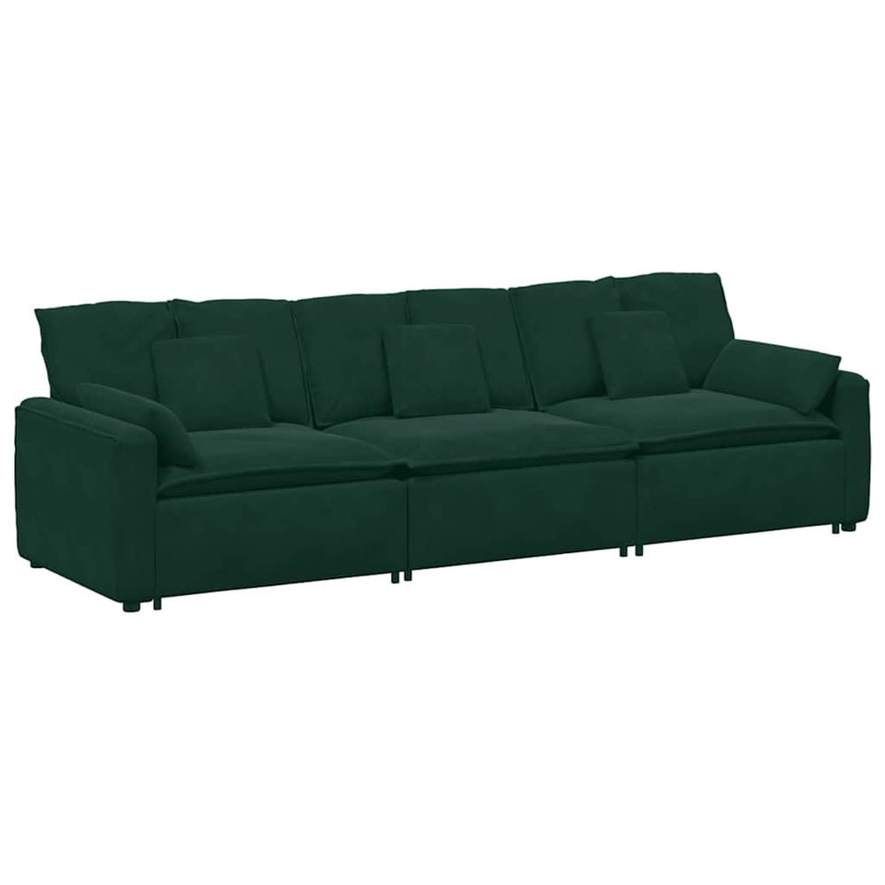 vidaXL Modular Sofa with Cushions Dark Green
