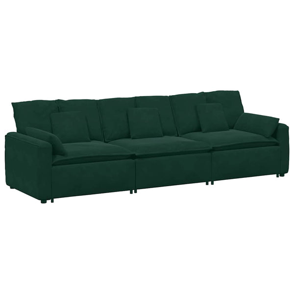 vidaXL Modular Sofa with Cushions Dark Green