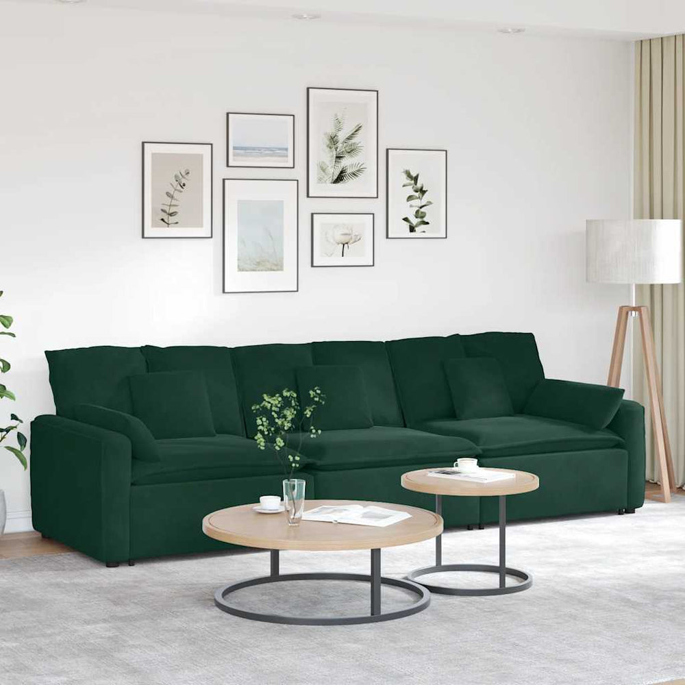 vidaXL Modular Sofa with Cushions Dark Green
