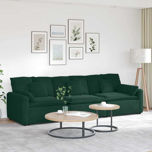 vidaXL Modular Sofa with Cushions Dark Green