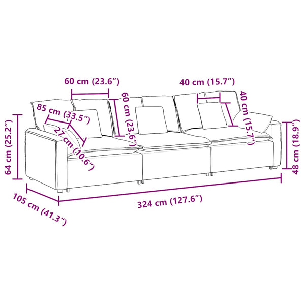 vidaXL Modular Sofa with Cushions Beige