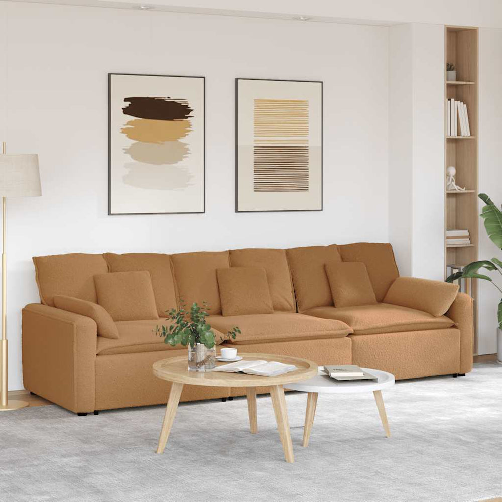 vidaXL Modular Sofa with Cushions Beige