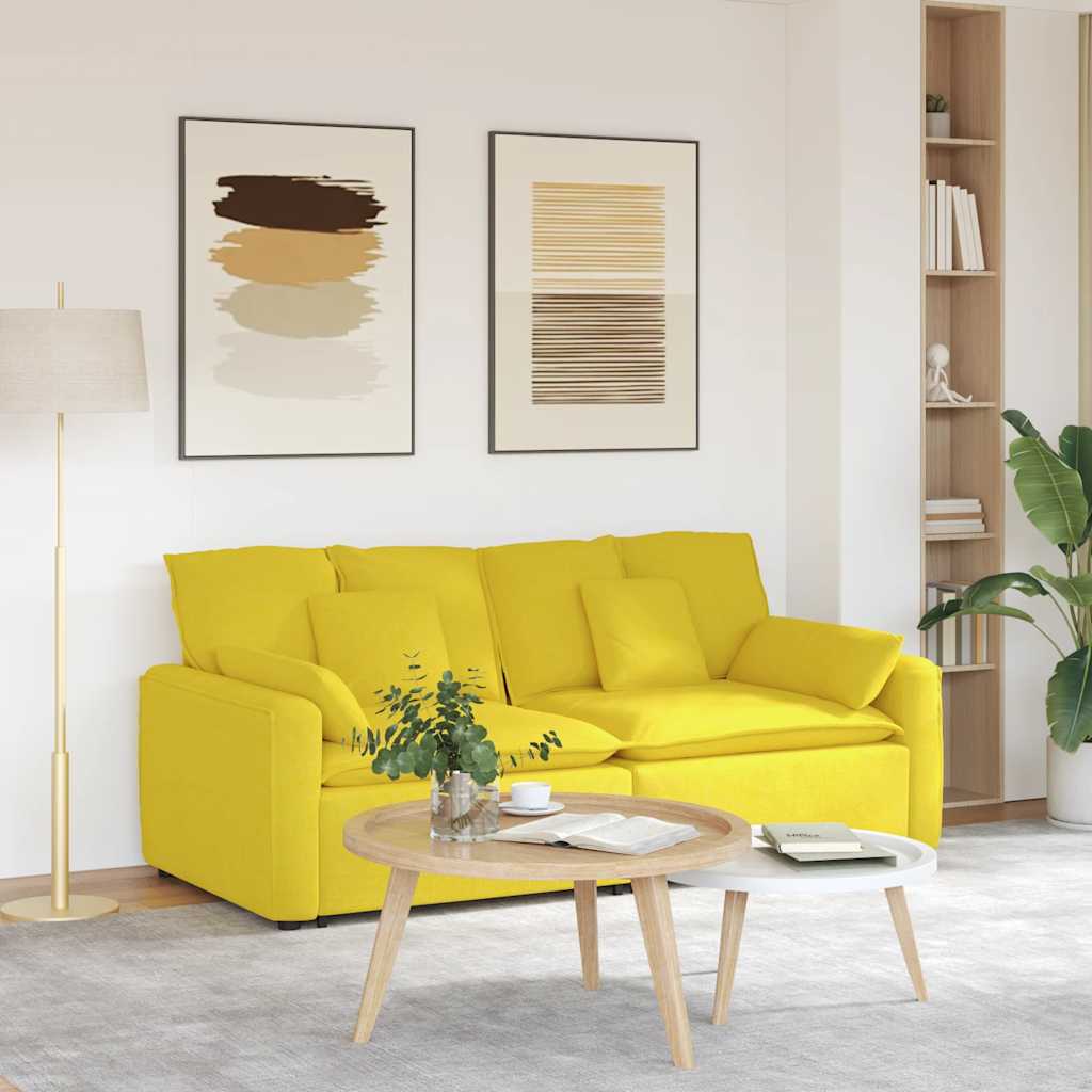 vidaXL Modular Sofa with Cushions Light Yellow