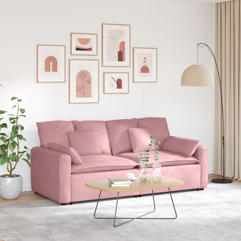 vidaXL Modular Sofa with Cushions Pink
