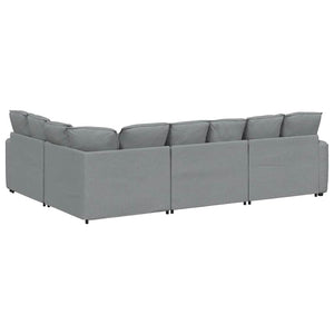 vidaXL Modular Sofa with Cushions Fabric Light Grey