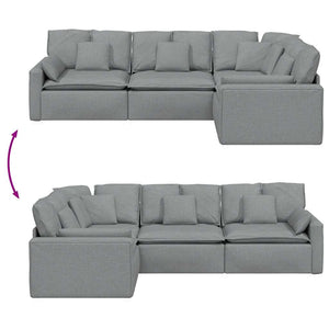 vidaXL Modular Sofa with Cushions Fabric Light Grey