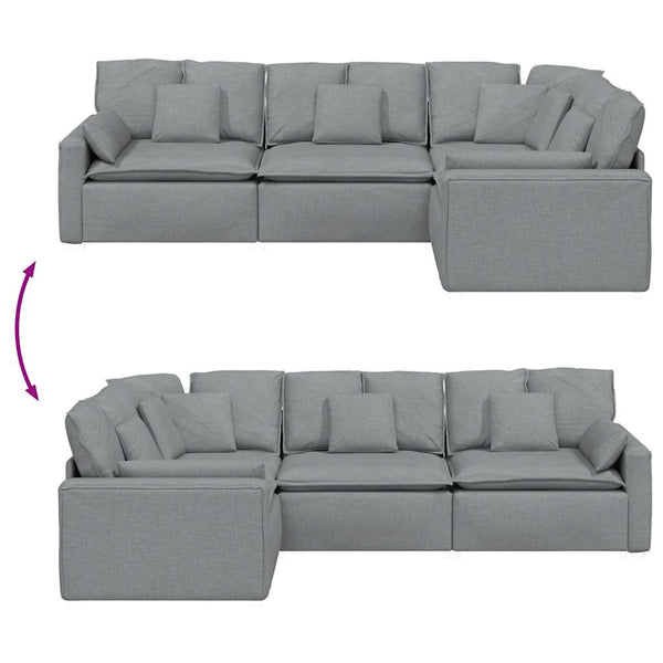 vidaXL Modular Sofa with Cushions Fabric Light Grey