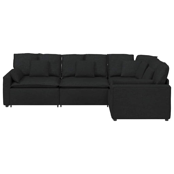 vidaXL Modular Sofa with Cushions Fabric Black