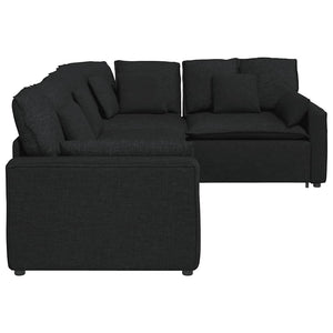 vidaXL Modular Sofa with Cushions Fabric Black