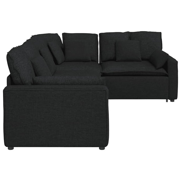 vidaXL Modular Sofa with Cushions Fabric Black